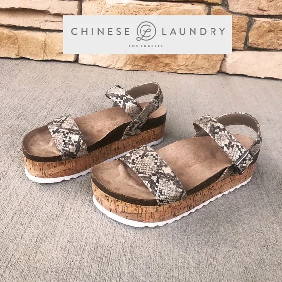 Snakeskin Print Palms Platform Espadrille Sandal By Chinese Laundry - Picture 3 of 11